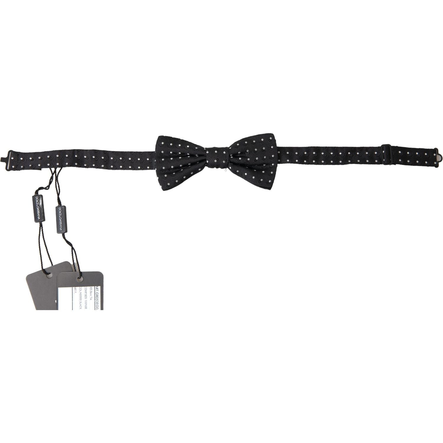Dolce & Gabbana Black Polka Dot Silk Adjustable Men Neck Papillon Bow Tie