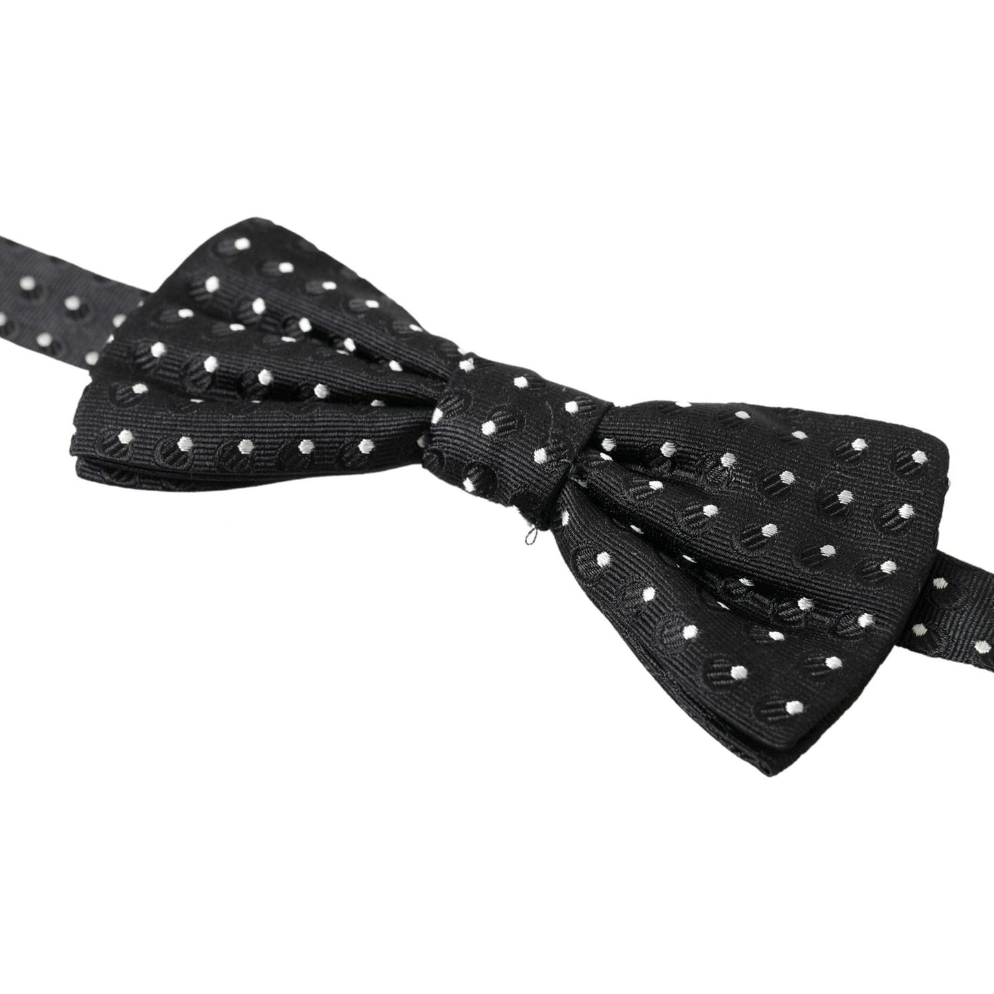 Dolce & Gabbana Black Polka Dot Silk Adjustable Men Neck Papillon Bow Tie