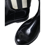 Dolce & Gabbana Black and White Striped Knee High Boots Dolce & Gabbana Black
