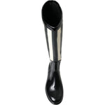 Dolce & Gabbana Black and White Striped Knee High Boots Dolce & Gabbana Black