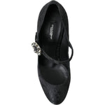 Dolce & Gabbana Black Brocade Mary Janes Heels Pumps Shoes LA10458-36.5