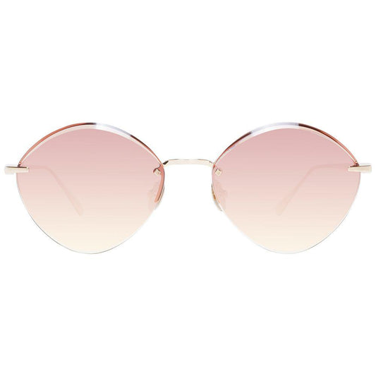 Scotch & Soda gold women's sunglasses with stainless steel frame and brown oval plastic lenses, 100% UVA/UVB protection. Size 53-17-135.