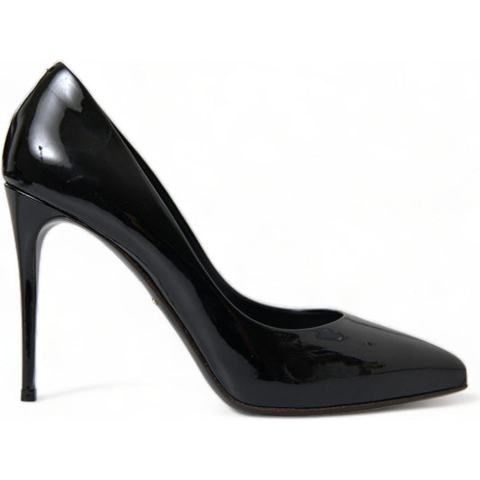 Dolce & Gabbana Black Patent Leather Pumps Heels Shoes LA10339-36