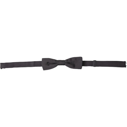 Dolce & Gabbana Dark Gray Silk Adjustable Neck Men Papillon Bow Tie