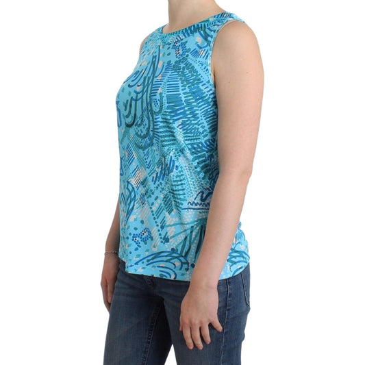John Galliano Blue printed tank top SIG11879-3