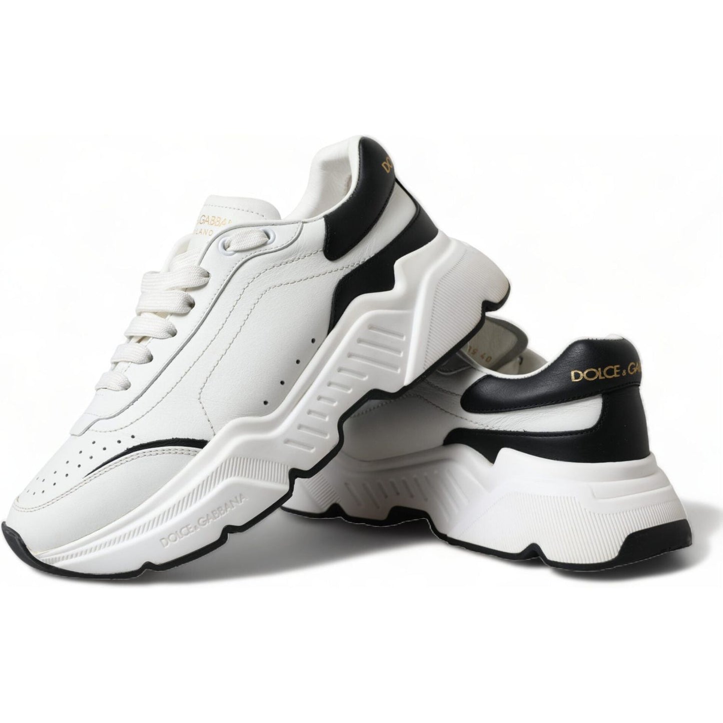 Dolce & Gabbana White Black Low Top Daymaster Sneakers Shoes LA10536-40