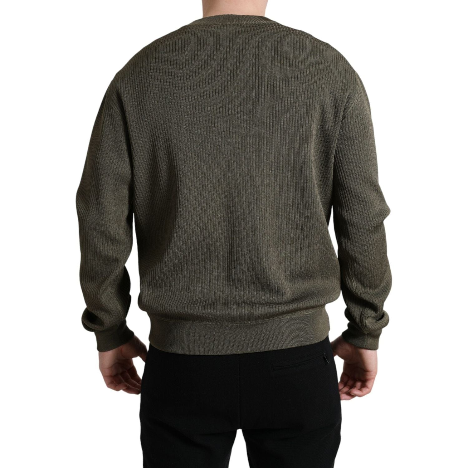 Dolce & Gabbana Green Viscose Crew Neck Men Pullover Sweater