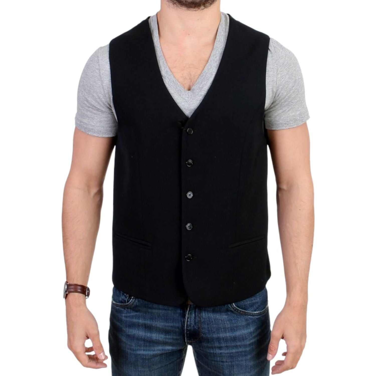 Costume National Black wool blend casual vest