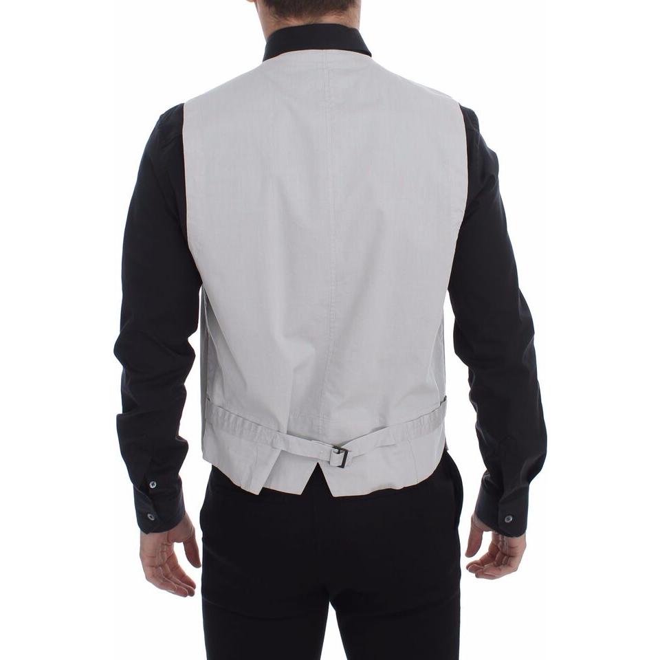 Dolce & Gabbana Beige Cotton Silk Blend Dress Vest Blazer