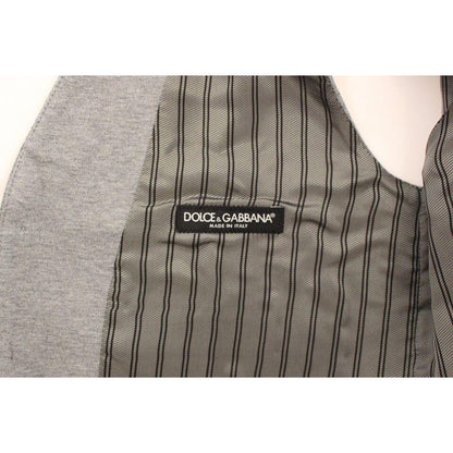 Dolce & Gabbana Gray Cotton Stretch Dress Vest Blazer