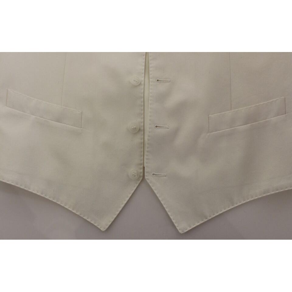 Dolce & Gabbana White Cotton Silk Blend Dress Vest Blazer