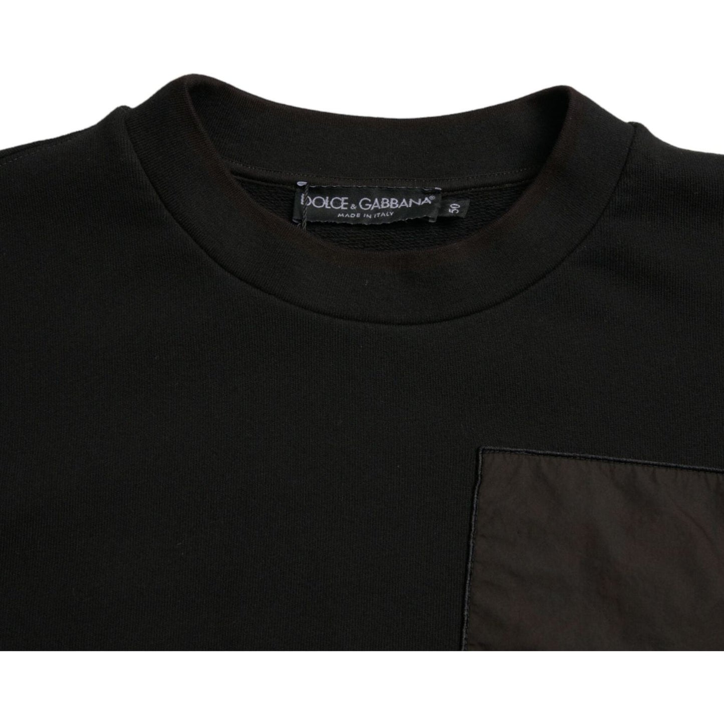 Dolce & Gabbana Black Cotton Crew Neck Men Pullover Sweater