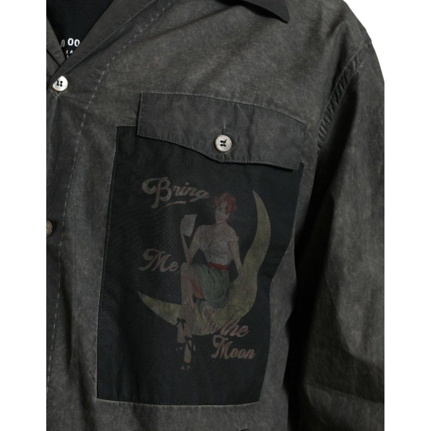 Dolce & Gabbana Dark Gray Cotton Collared Long Sleeves Shirt