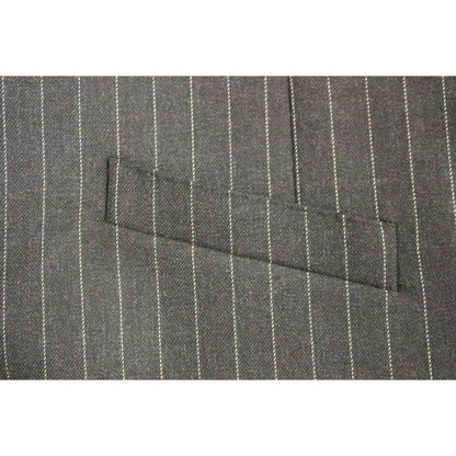 Dolce & Gabbana Gray Striped Wool Logo Vest Gilet Weste