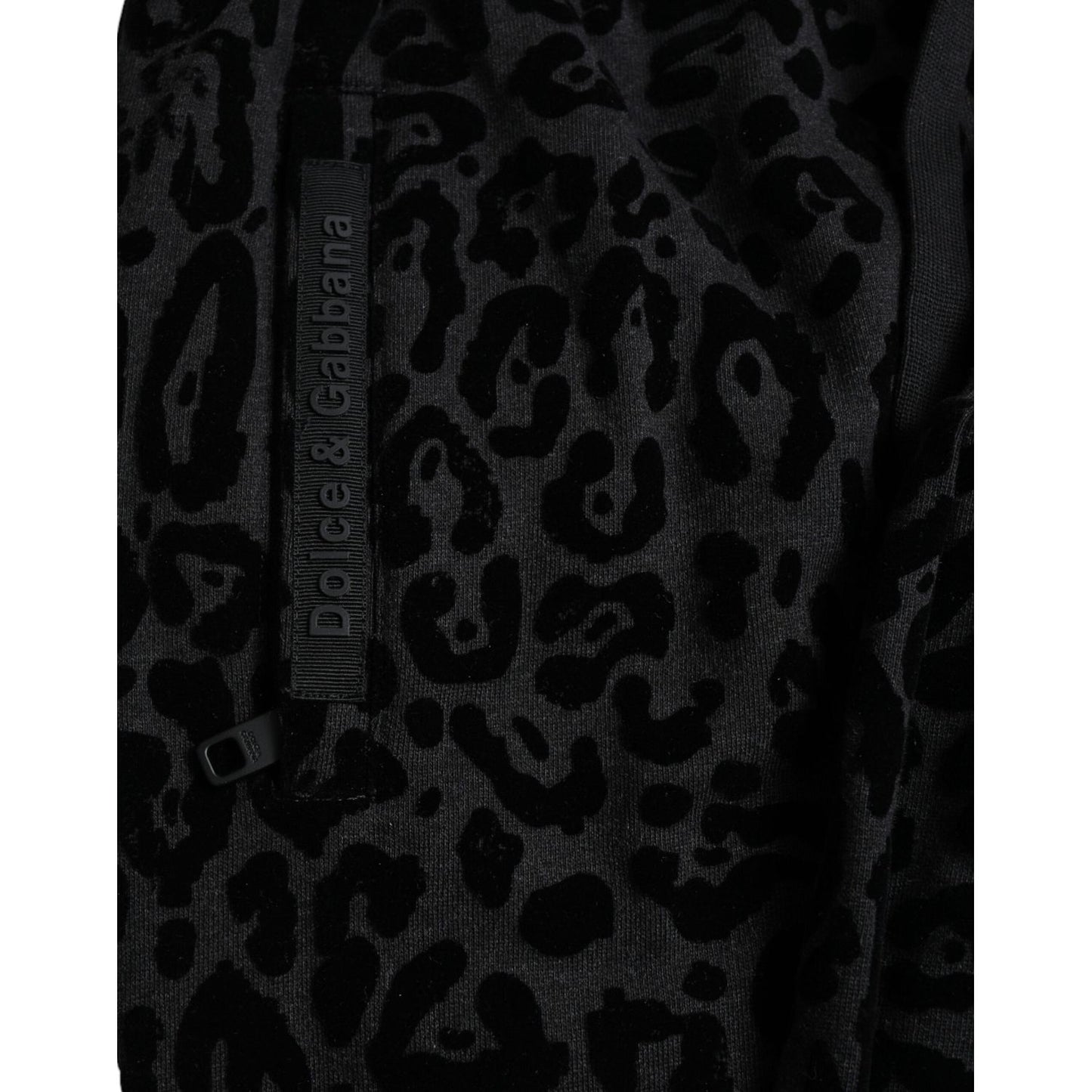 Dolce & Gabbana Black Leopard Cotton Slim Fit Jogger Pants