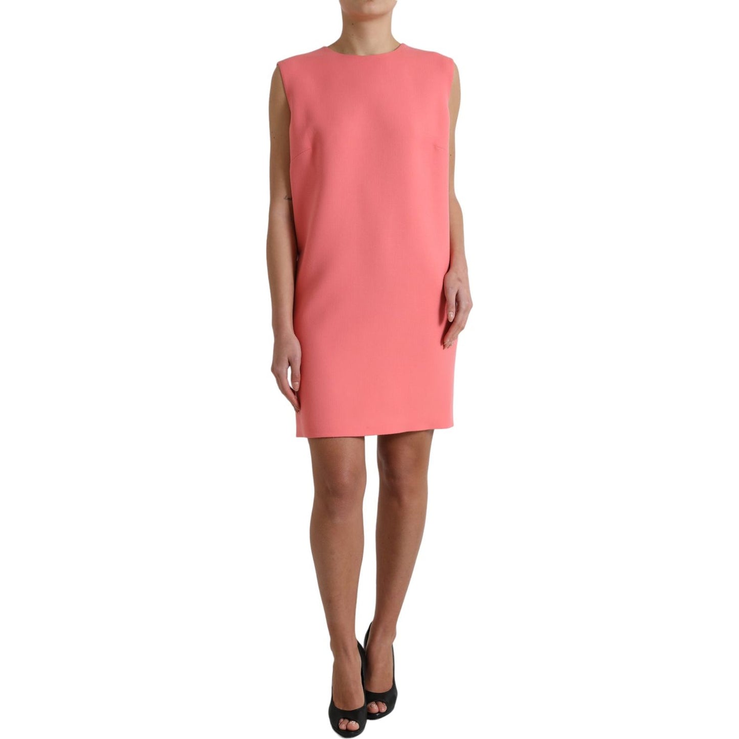 Dolce & Gabbana Pink Virgin Wool Sleeveless Mini Dress