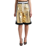 Dolce & Gabbana Gold Polyester Perforated High Waist Shorts PAN74893-40