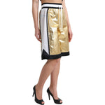 Dolce & Gabbana Gold Polyester Perforated High Waist Shorts PAN74893-40