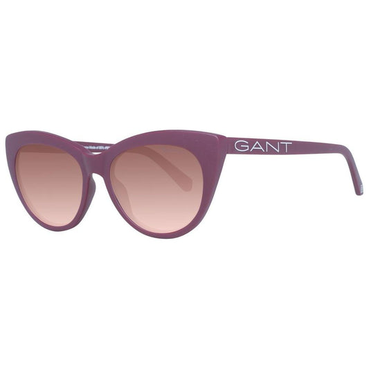 Gant purple women's cat eye sunglasses with brown lenses, full-rim style, plastic frame, and 100% UVA & UVB protection.