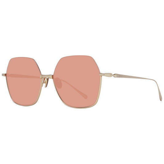 Scotch & Soda gold half-rim women's sunglasses with orange plastic lenses, stainless steel frame, size 56-16-140.