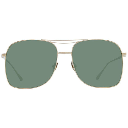 Scotch & Soda gold women's aviator sunglasses with green lenses, stainless steel frame, full-rim style, UV protection, size 57-16-140.