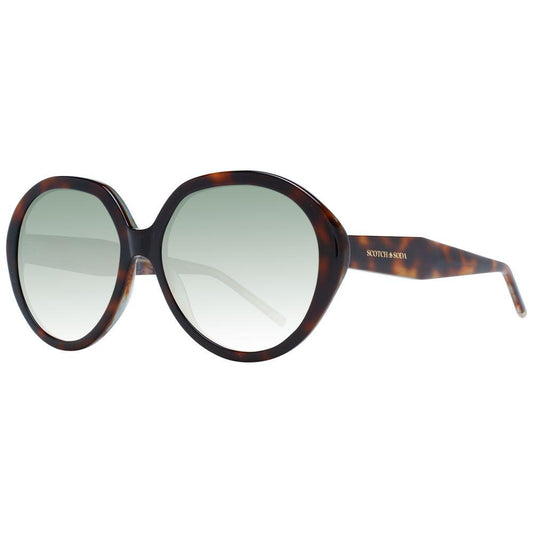 Scotch & Soda brown women sunglasses with full-rim acetate frame and multicolor gradient lenses. Round style for UVA & UVB protection.