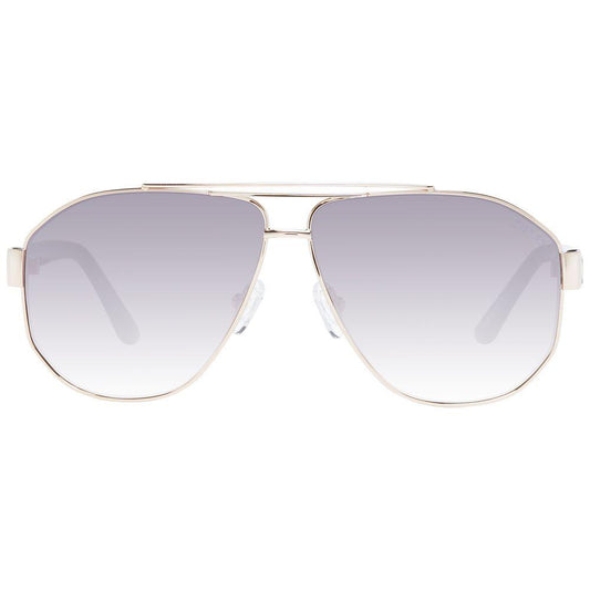Guess Gold Women Aviator Sunglasses with Gold Metal Frame and Grey Gradient Lenses, Full-Rim Style, 100% UVA & UVB Protection
