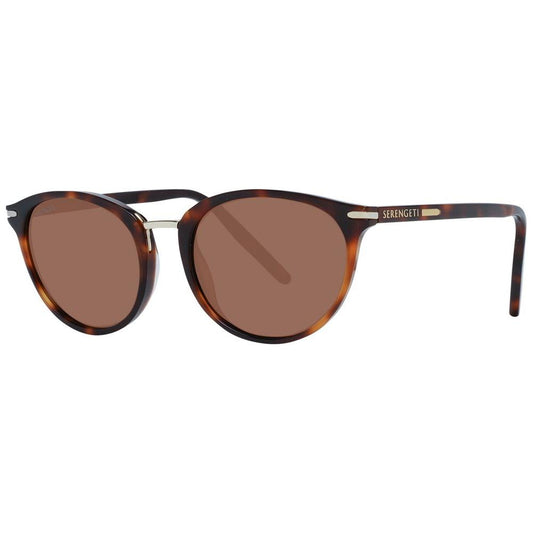 Serengeti Brown Women's Sunglasses with polarized lenses and full-rim oval acetate-metal frame, 100% UVA & UVB protection.