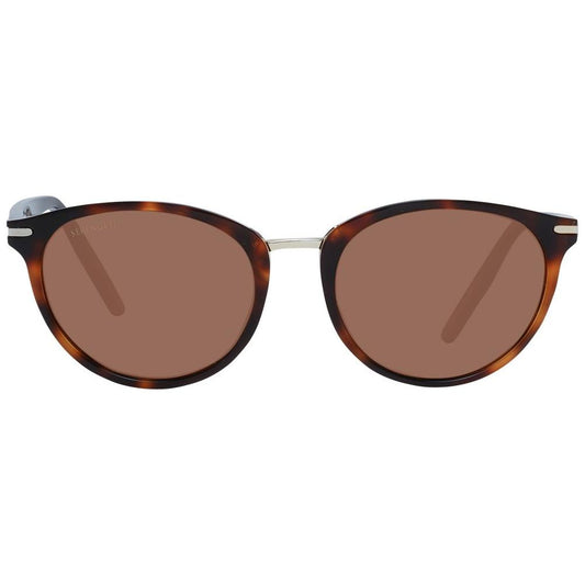 Serengeti brown women sunglasses with oval full-rim design, acetate and metal frame, polarized lenses for UVA/UVB protection.
