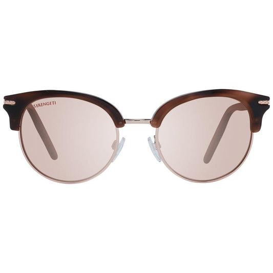 Serengeti Brown Women's Sunglasses with Polarized Lenses, Full-Rim Round Frame, Acetate & Metal, 100% UVA/UVB Protection.