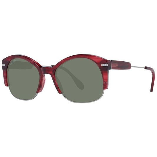 Serengeti Red Unisex Sunglasses with polarised green lenses, full-rim acetate and metal frame, 100% UVA & UVB protection.