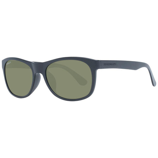 Serengeti Black Unisex Sunglasses with polarized green lenses, full-rim style, 100% UVA & UVB protection, plastic frame, spring hinge
