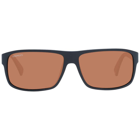 Serengeti Black Unisex Sunglasses with Full-Rim Rectangle Design, Photochromatic & Polarized Lenses, 100% UV Protection