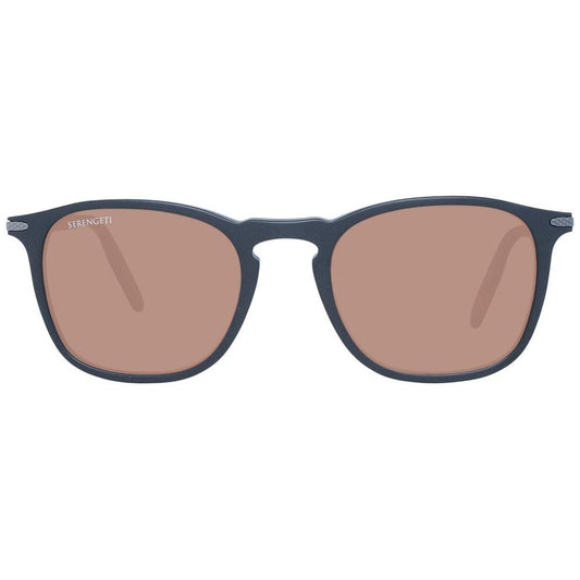 Serengeti black unisex sunglasses with brown polarized and photochromatic lenses, square full-rim acetate frame, 100% UVA & UVB protection.