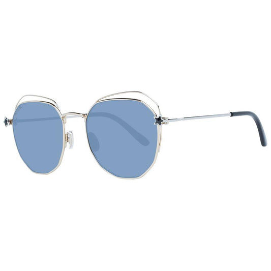 Gold round women sunglasses with grey plastic lenses and full-rim metal frame. 100% UVA & UVB protection. Size: 54-19-150.