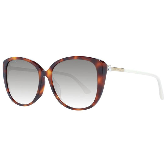 Jimmy Choo women's butterfly sunglasses, brown multicolor frame, grey gradient lenses, metal & plastic, full-rim, UVA & UVB protection