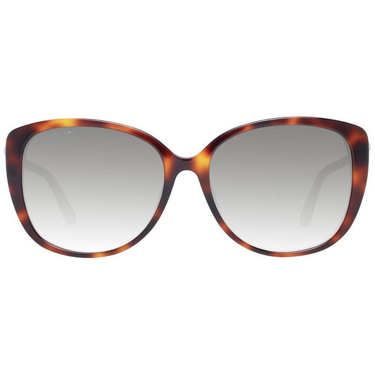 Jimmy Choo brown multicolor butterfly sunglasses with gradient grey lenses and metal-plastic frame, full-rim, UVA/UVB protection.