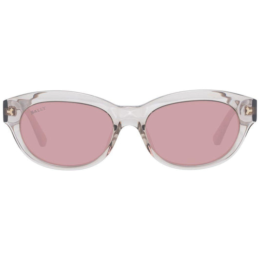 Bally brown women's oval sunglasses, full-rim plastic frame, brown lenses, 100% UVA & UVB protection with branded case.