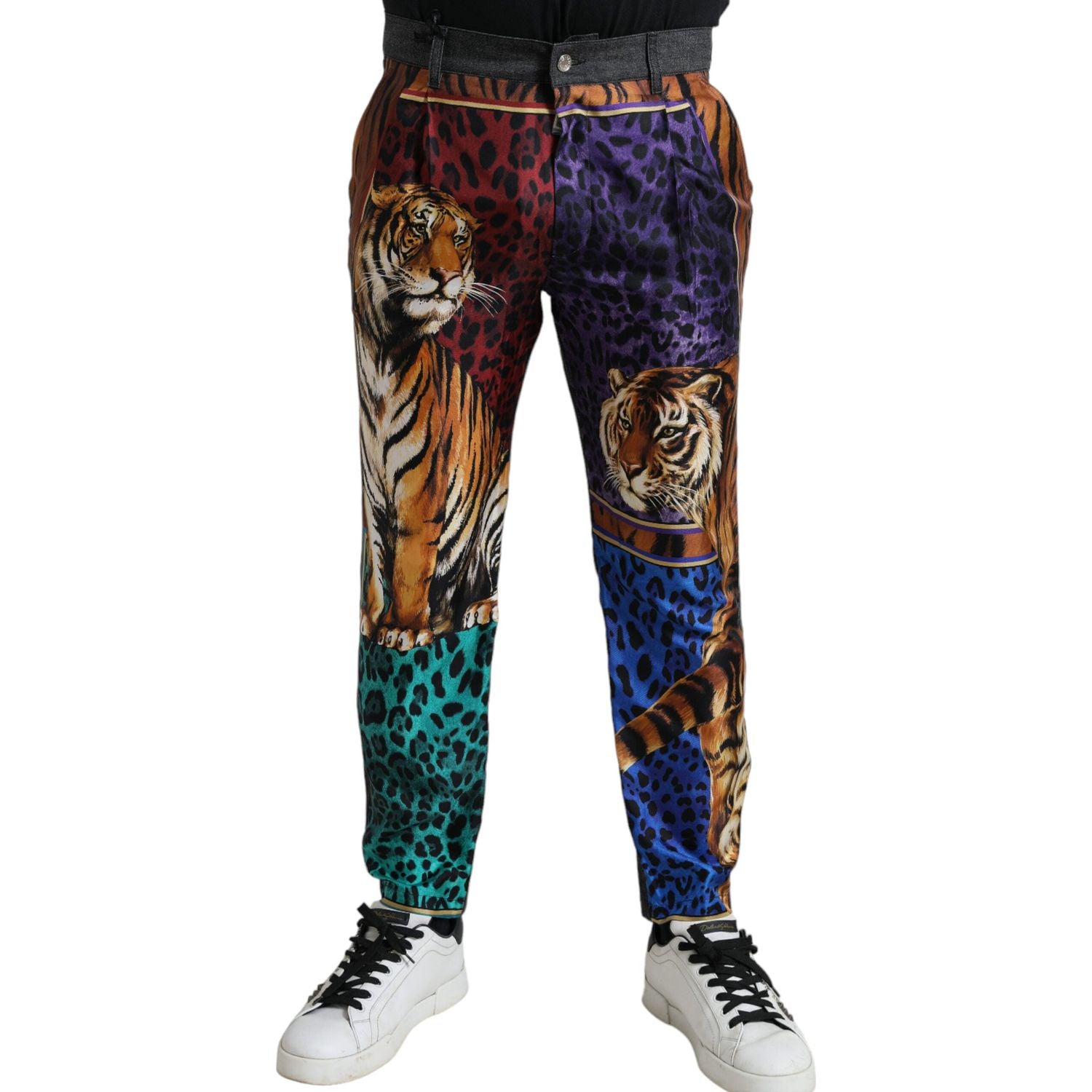 Dolce & Gabbana Multicolor Tiger Cotton Loose Denim Jeans