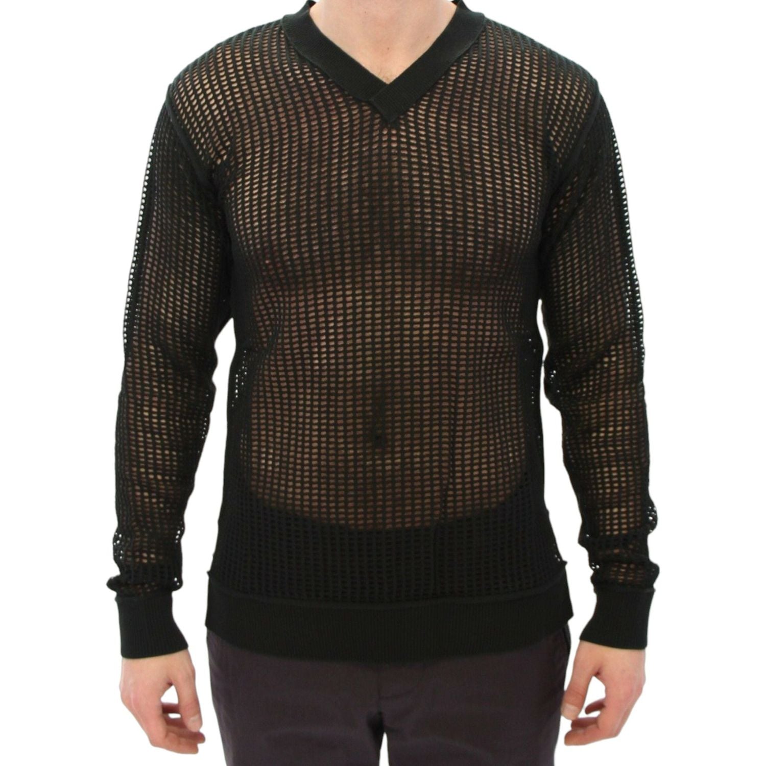 Dolce & Gabbana Dark Green Runway Netz Pullover Netted Sweater