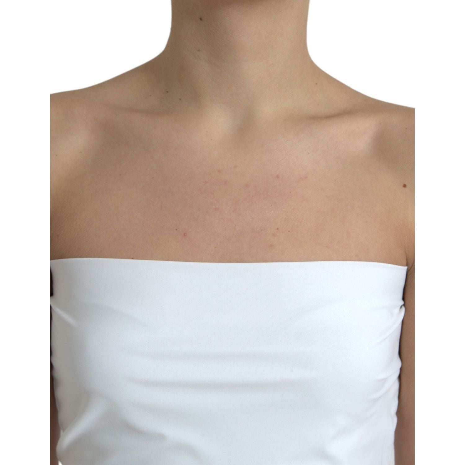 Dolce & Gabbana White Nylon Strapless Bodycon Jumpsuit Dress
