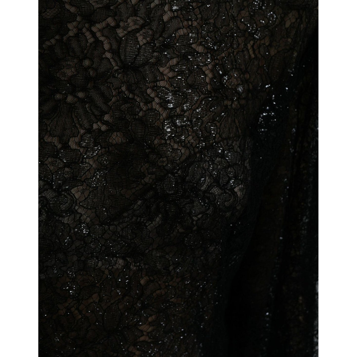 Dolce & Gabbana Black Floral Lace Sheer A-line Midi Dress