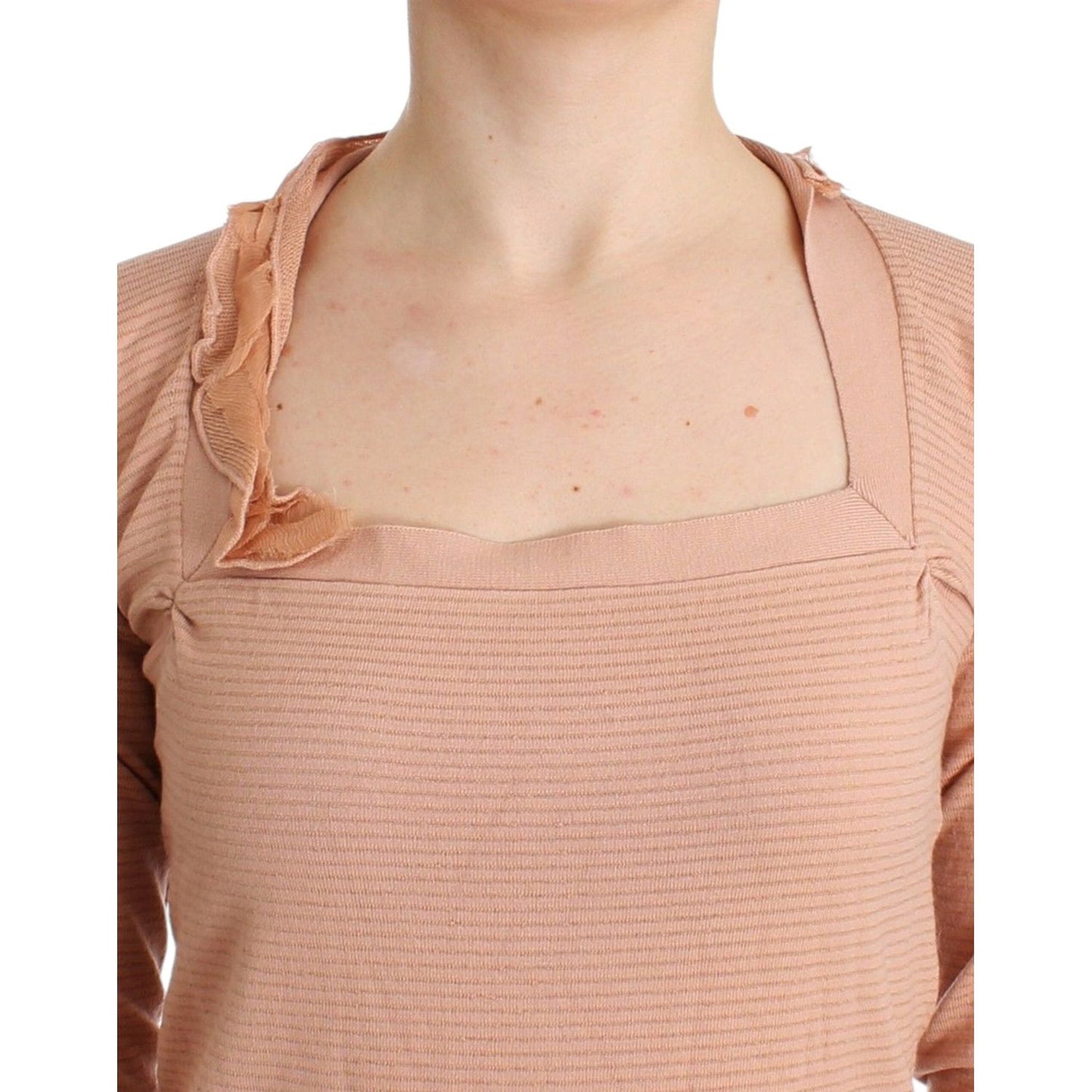 Ermanno Scervino Orange Wool Blend Striped Long Sleeve Top SIG12014-1