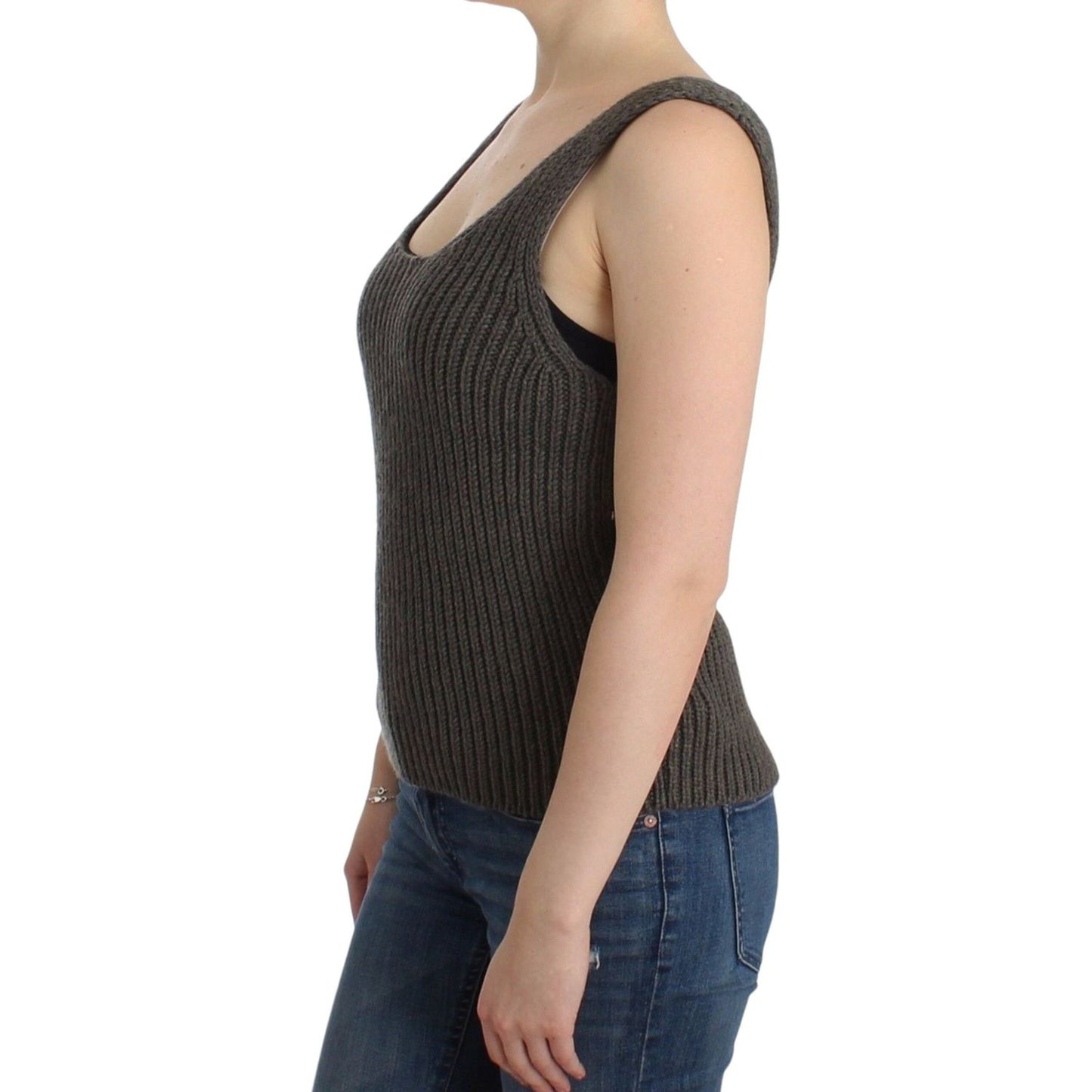 Ermanno Scervino Gray Knit Top Knitted Sweater Merino Wool SIG11863-2