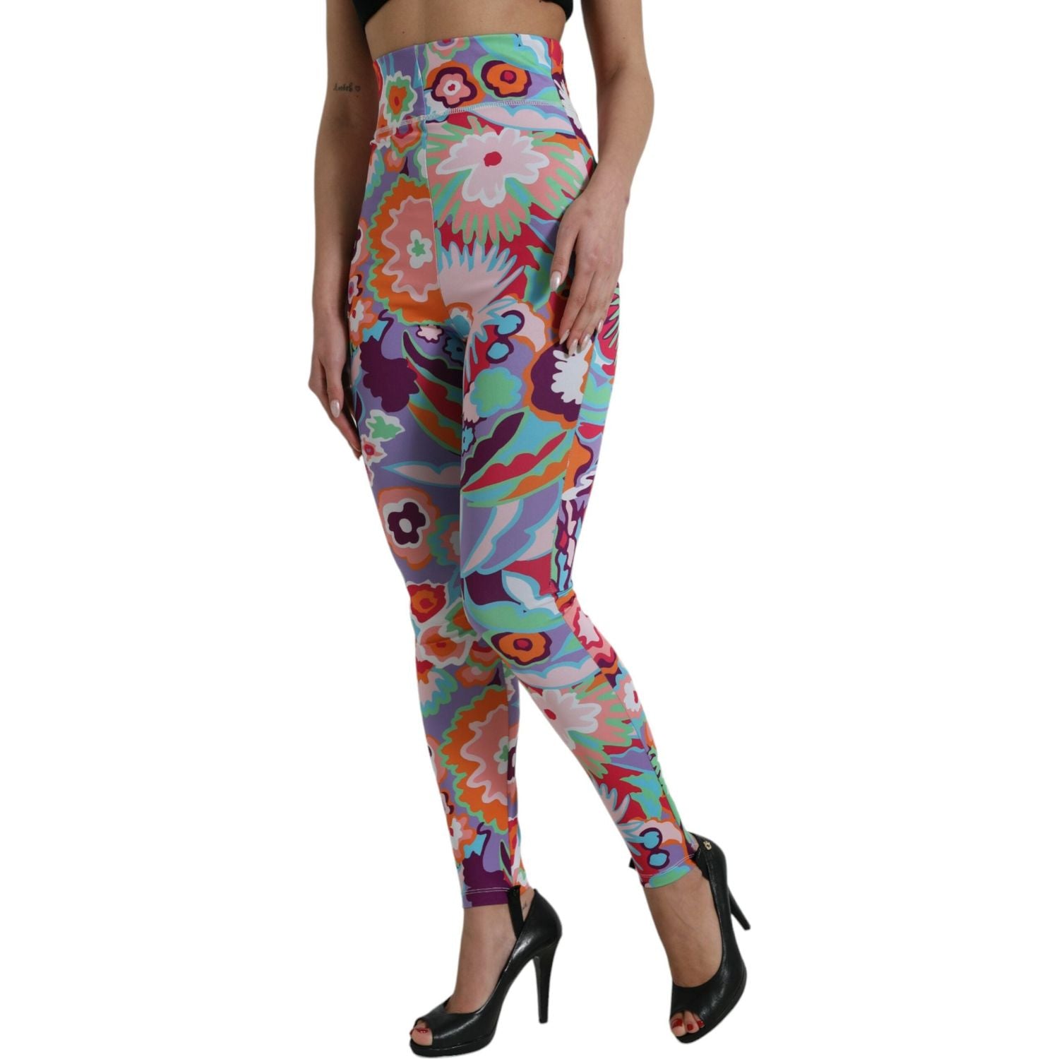 Dolce & Gabbana Multicolor Floral High Waist Leggings Pants
