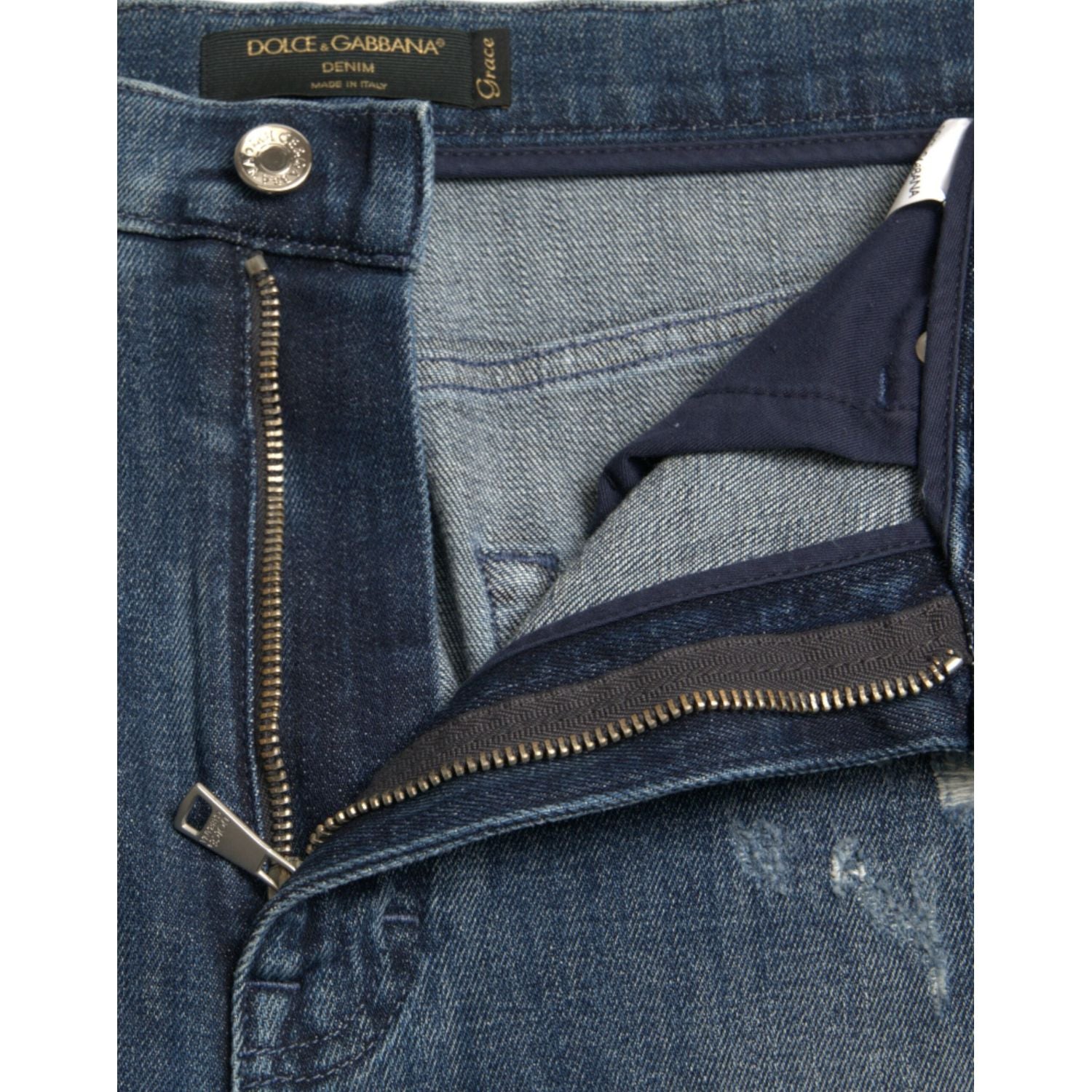 Dolce & Gabbana Dark Blue Distressed GRACE Skinny Denim Jeans