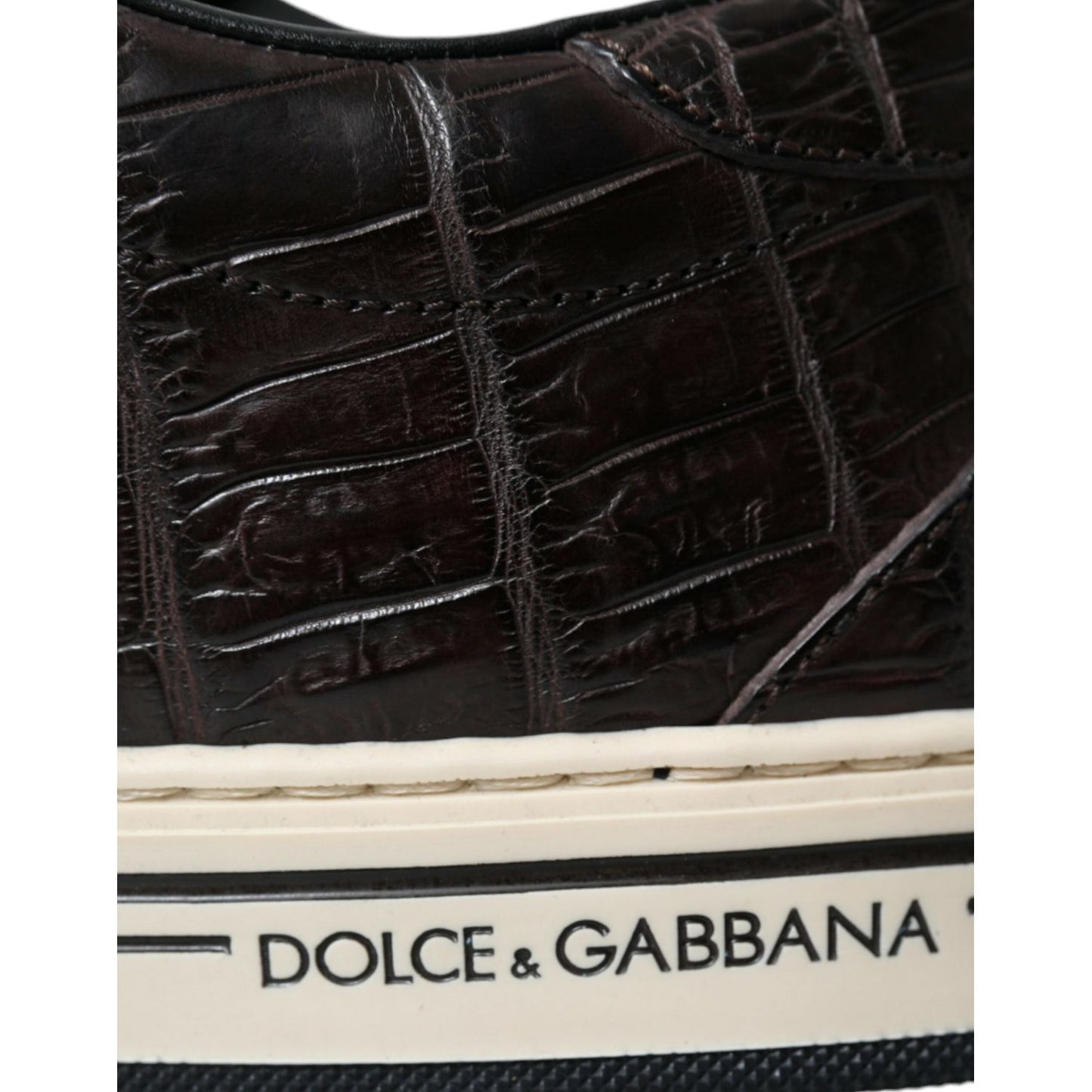 Dolce & Gabbana Brown Croc Exotic Leather Men Casual Sneakers Shoes