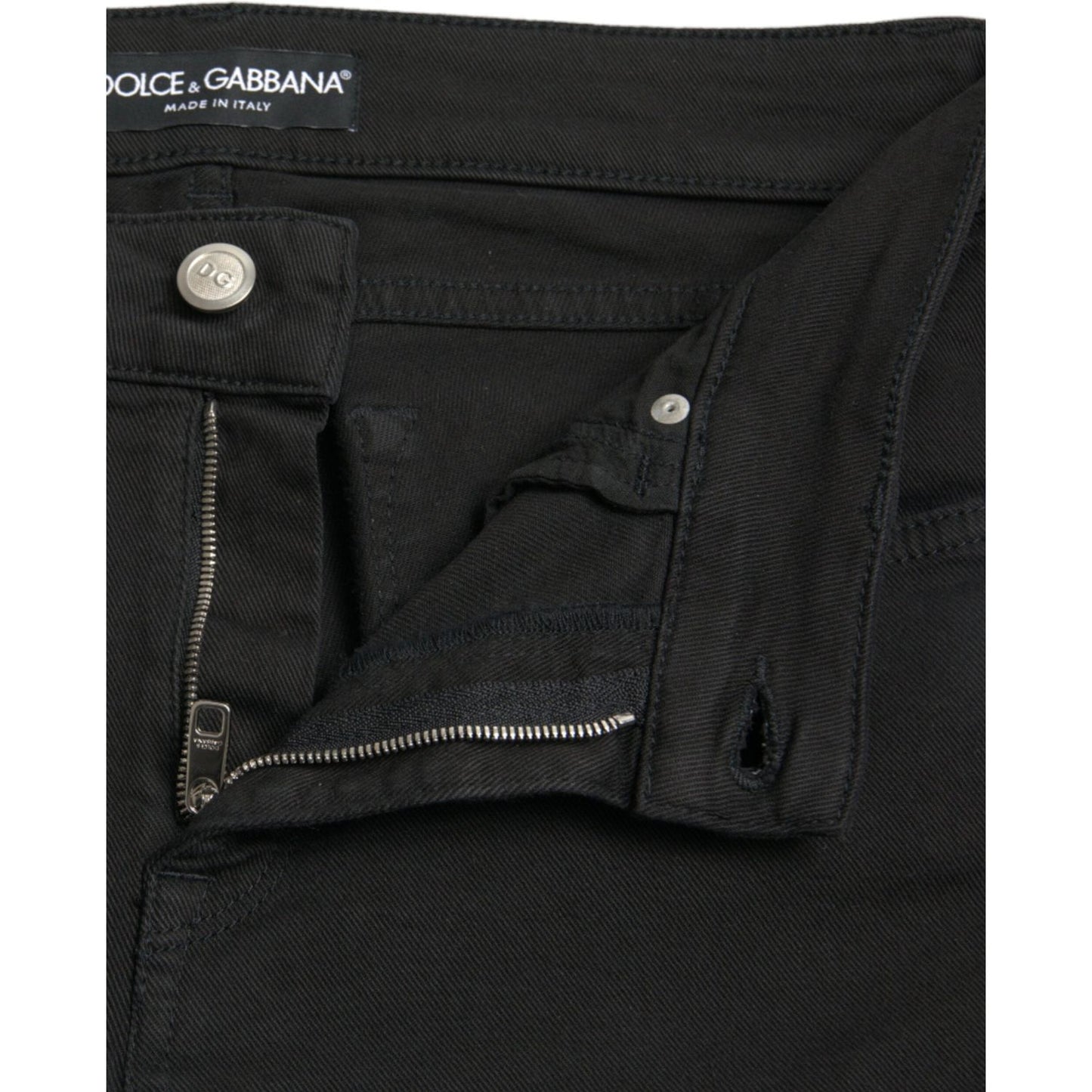 Dolce & Gabbana Black Cotton Mid Waist Skinny Denim Jeans
