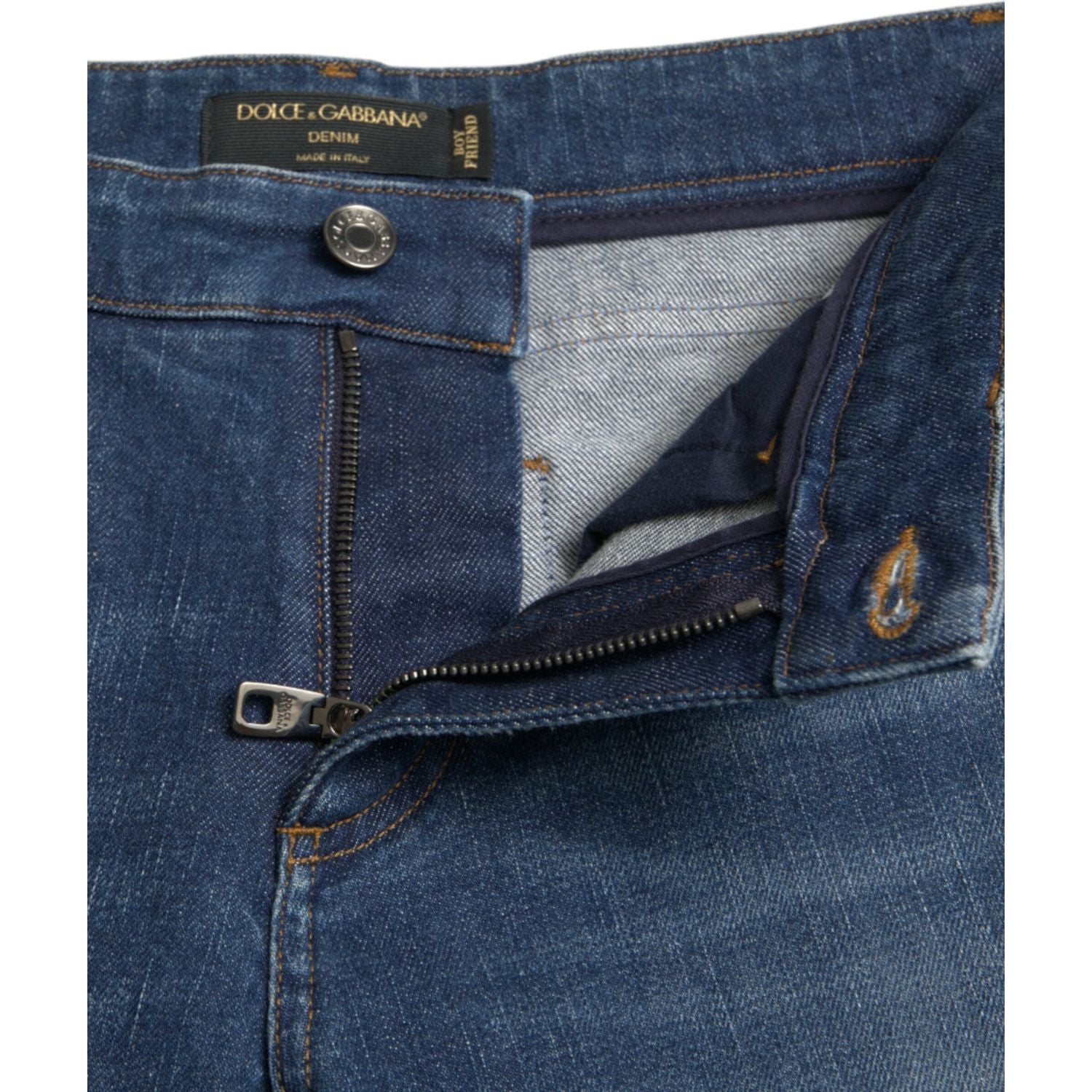 Dolce & Gabbana Blue BOYFRIEND Mid Waist Cotton Denim Jeans