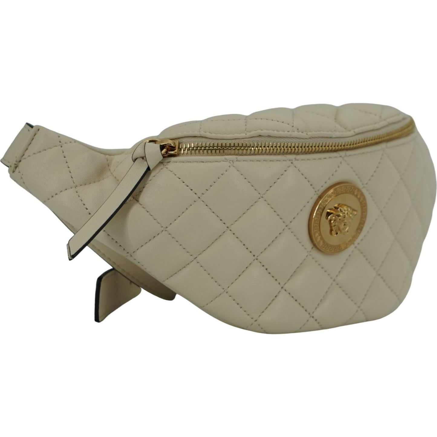 Versace Elegant White Lamb Leather Belt Bag 8054712069154